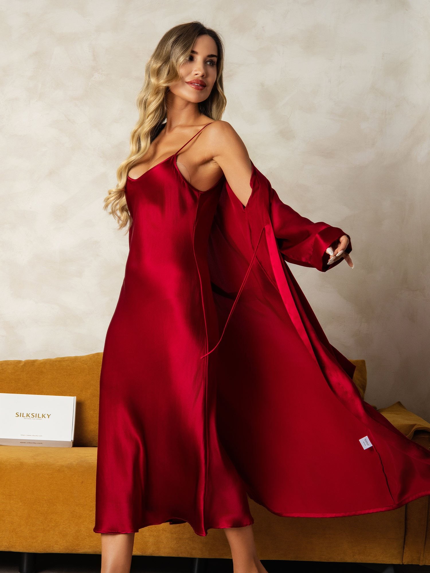 [RougeVineux] SilkSilky-FR Soie Nightgown&Robe Set 007