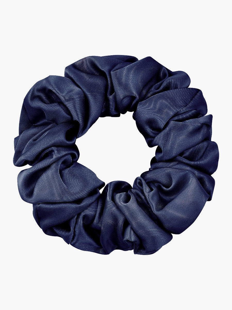 SilkSilky-FR 19Momme Pure Soie Scrunchie BleuFoncé 004