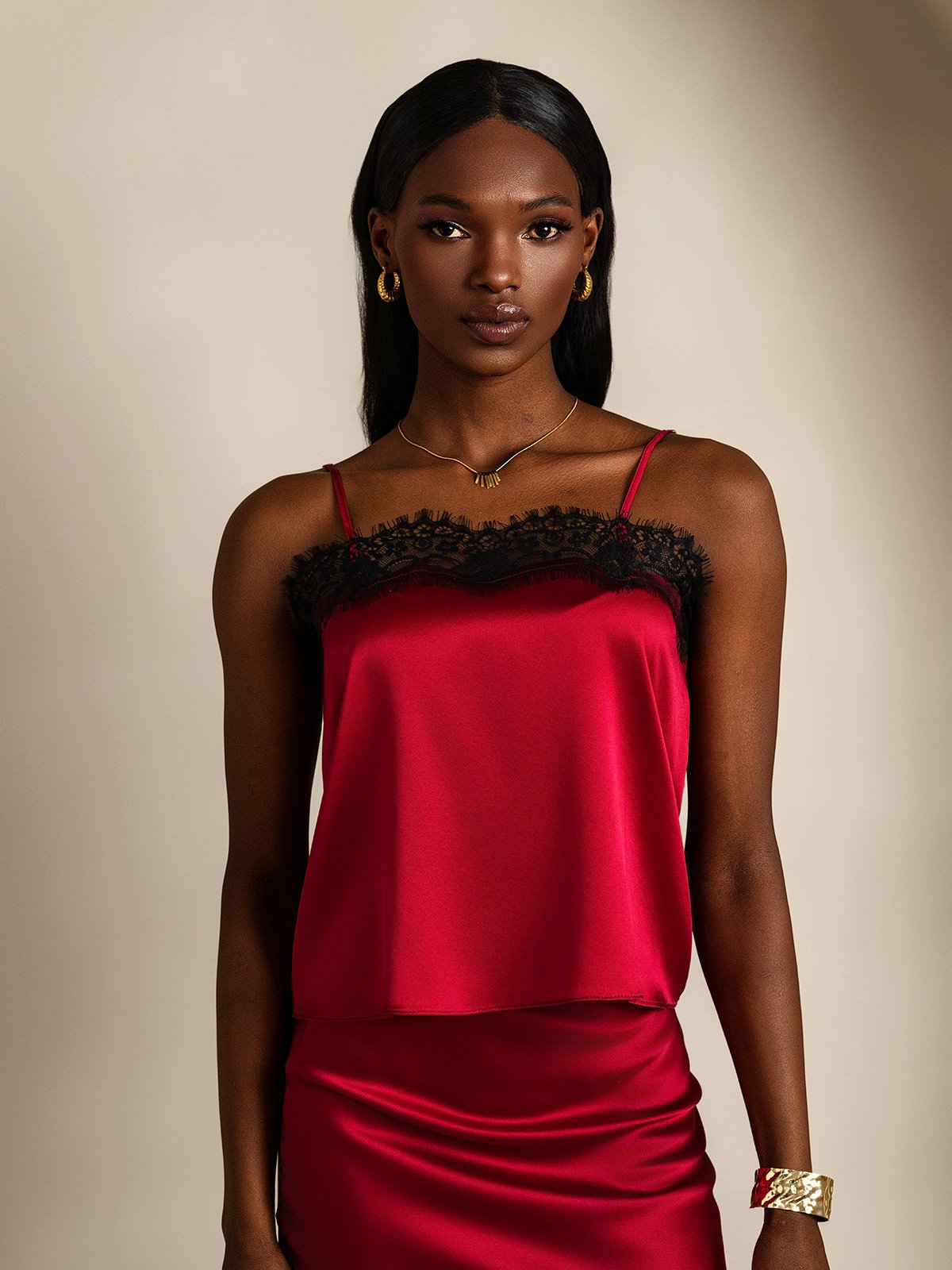 SilkSilky-FR 19Momme Soie Camisoles RougeVineux 003