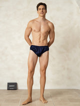 [BleuFoncé] SilkSilky-FR Soie Mens Underwear 003