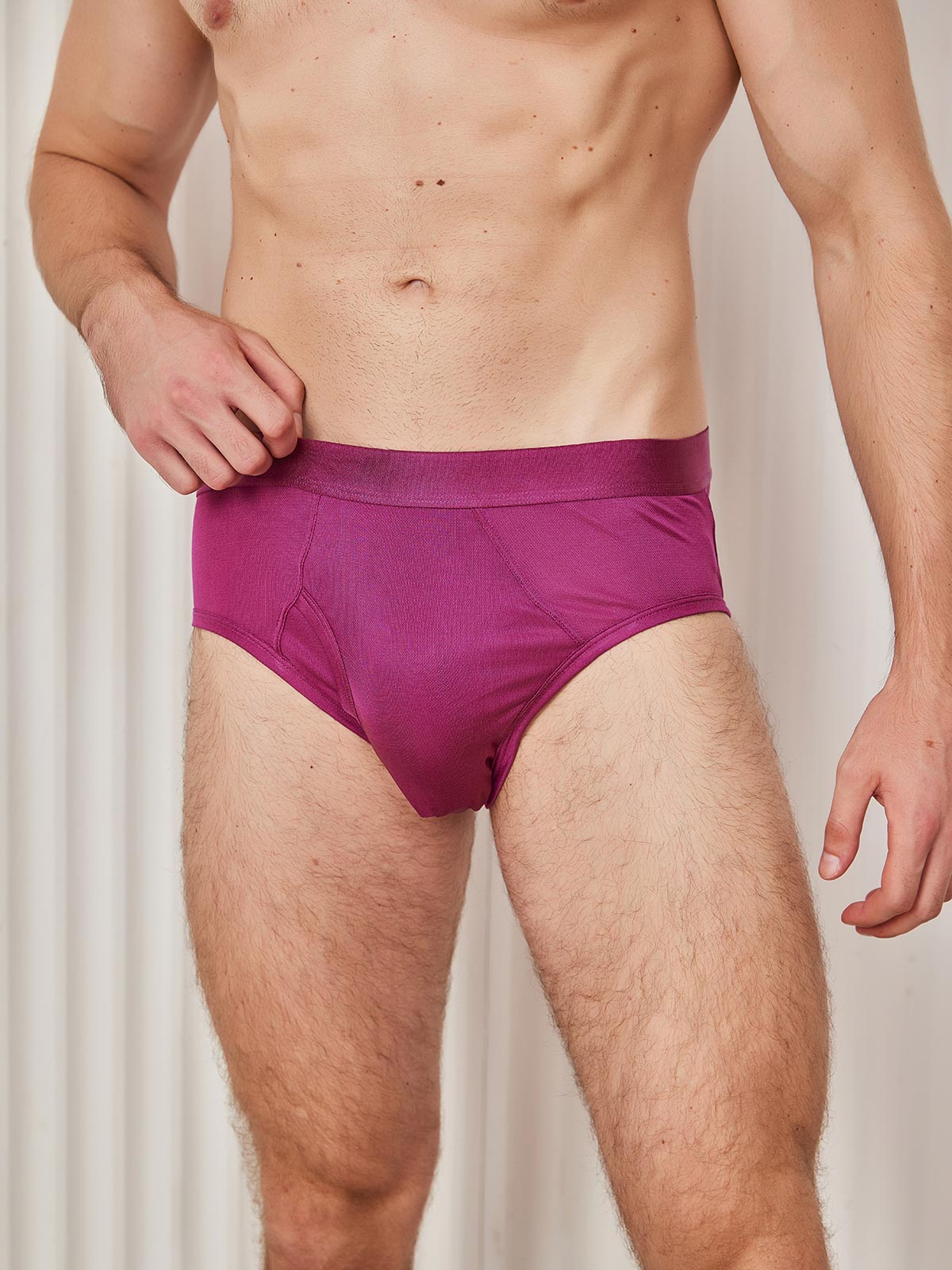 SilkSilky FR Soie Tricotée Mens Underwear RougeFoncé 003