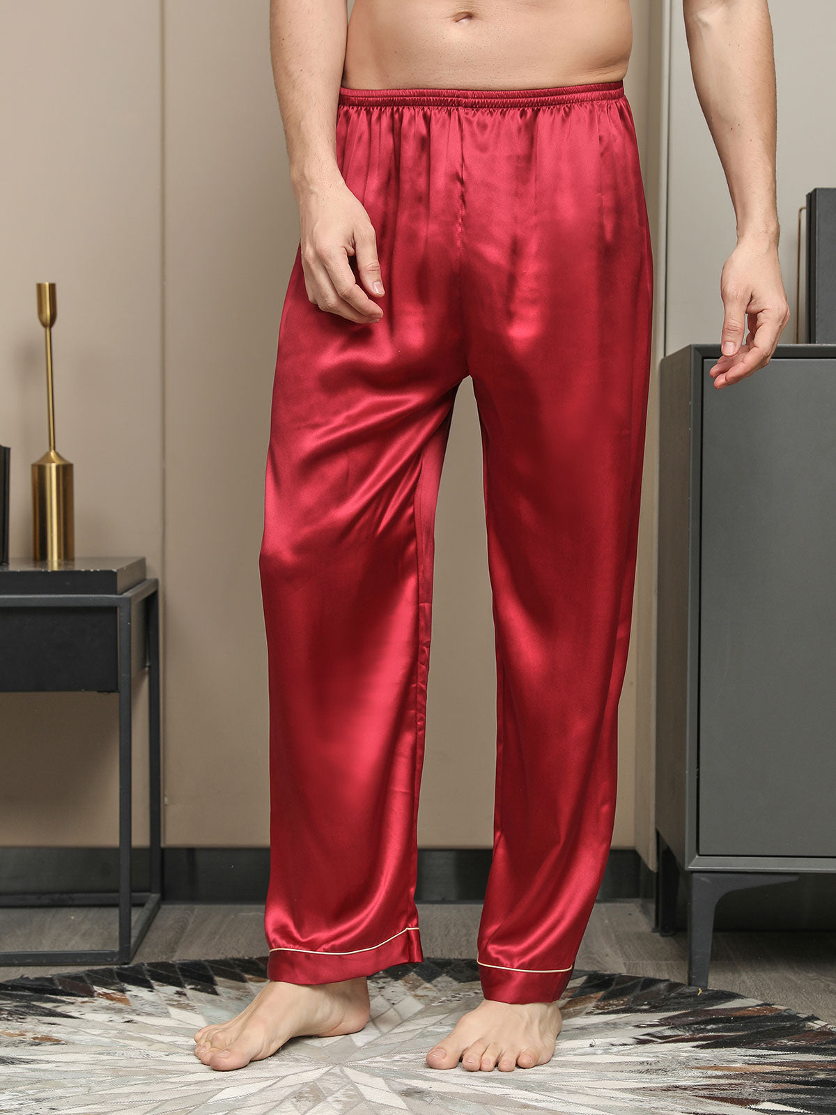 [Rouge] SilkSilky-FR Pure Soie Mens Sleep Bottoms 004