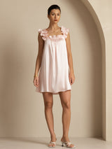 [Rose] SilkSilky-FR 19Momme Soie Sans manches Col Carré Robes 008