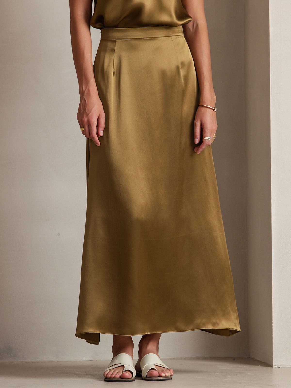 [Brun] SilkSilky-FR 19Momme Soie Skirt 001