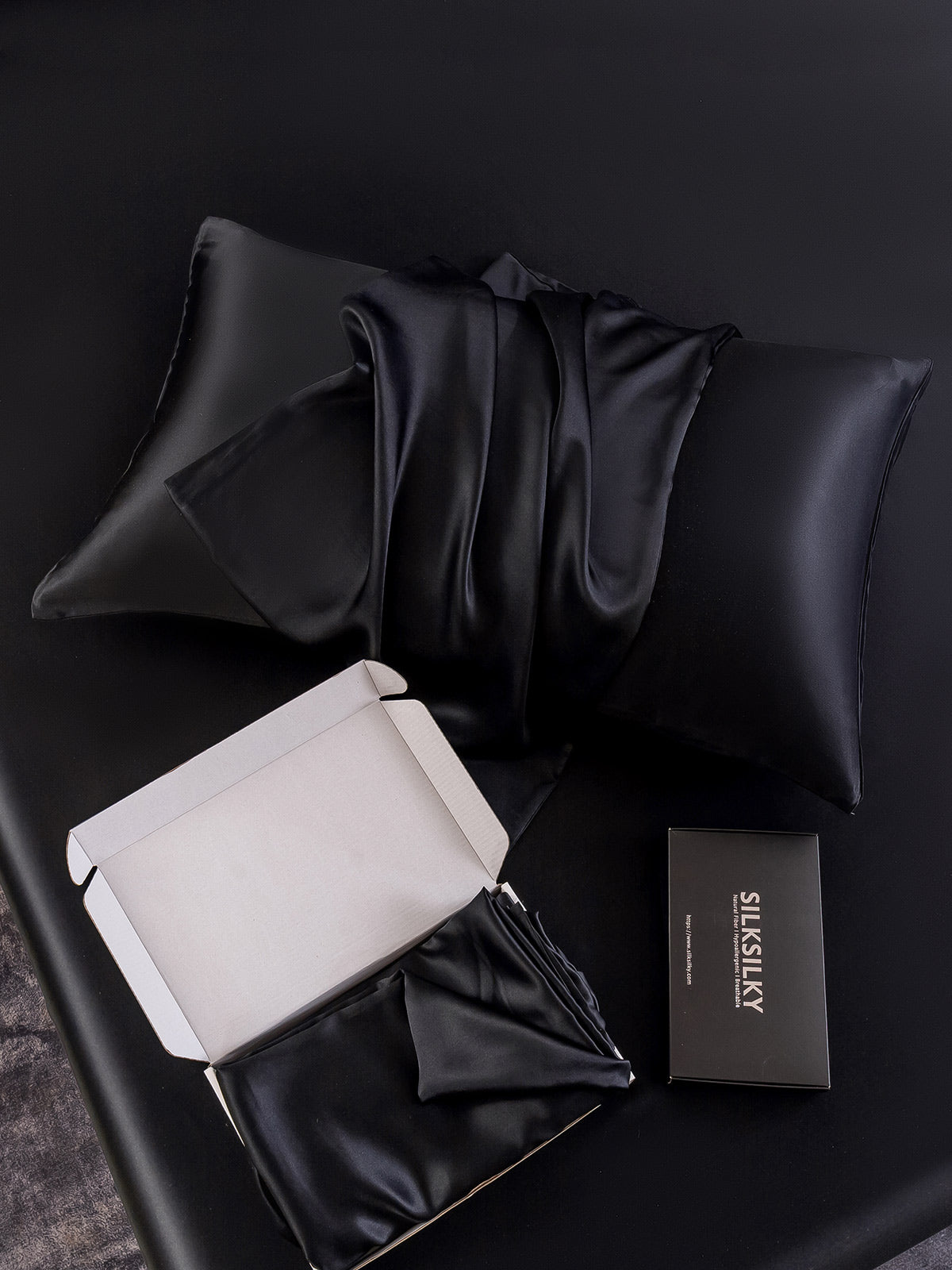 [Noir] SilkSilky-FR 22Momme Pure Soie Pillowcase 004