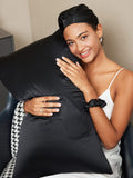 SilkSilky FR 19Momme Pure Soie Pillowcase Set Noir 001