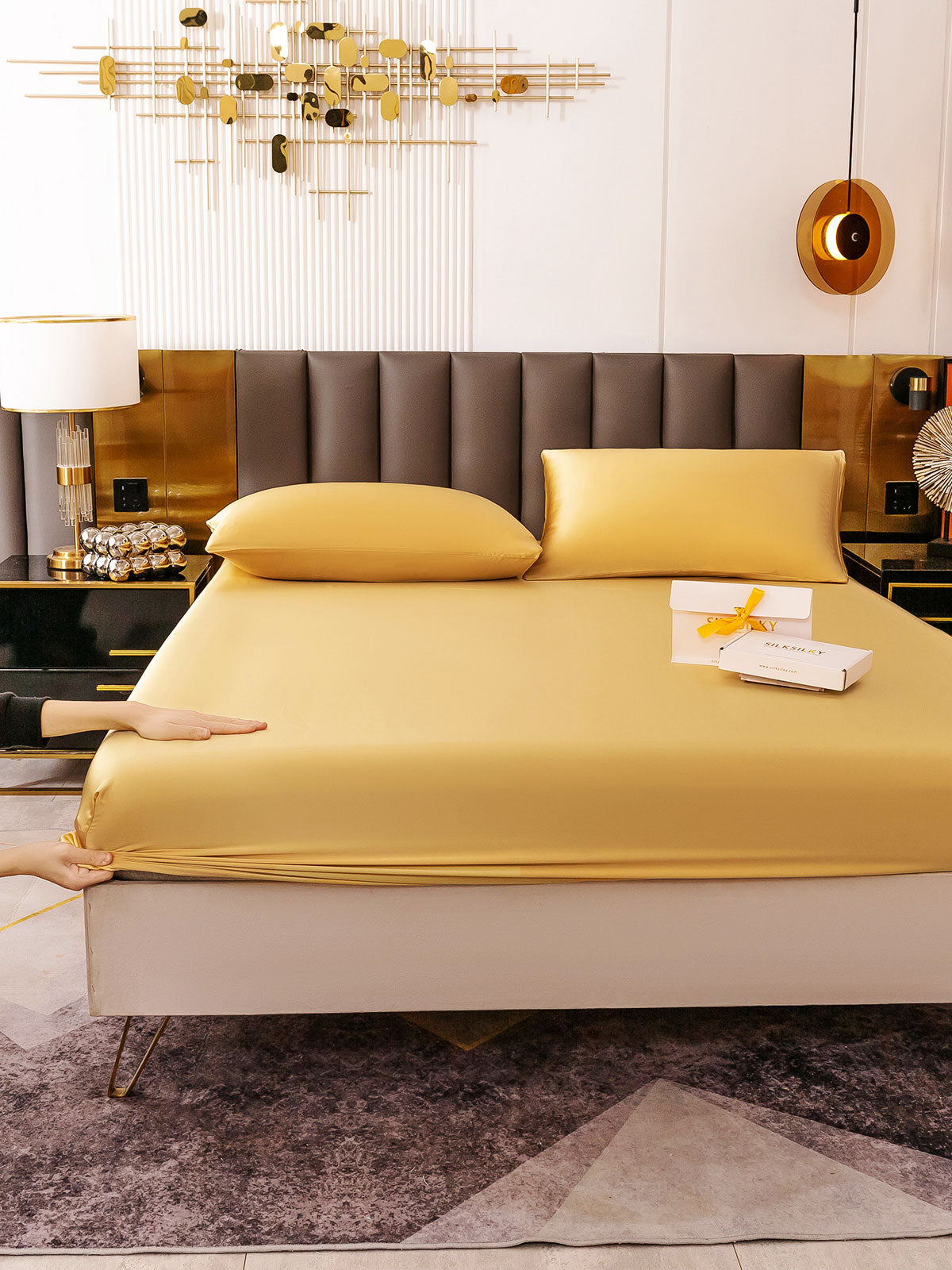[Champagne] SilkSilky-FR 19Momme Pure Soie Bedding Set 005