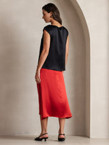 [Noir] SilkSilky-FR Cap Sleeve Round Neck Femme T-Shirt 002