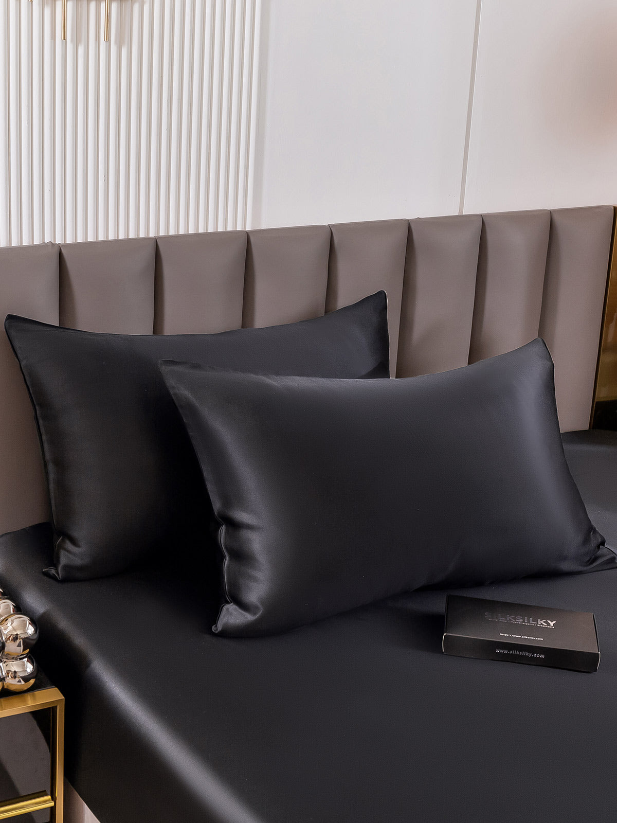 [Noir] SilkSilky-FR 22Momme Pure Soie Pillowcase 001