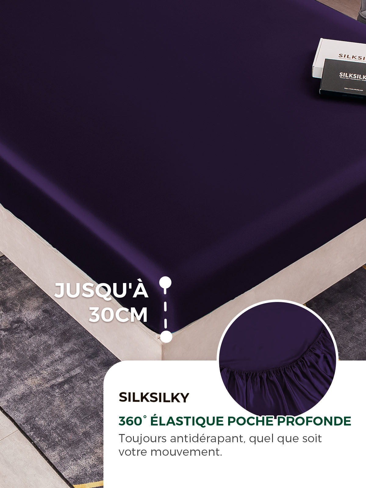 [Violet Foncé] SilkSilky-FR 25Momme Pure Soie Bedding Set 004