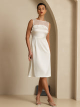 [Blanc] SilkSilky-FR Sleeveless Illusion Neck Robes 001