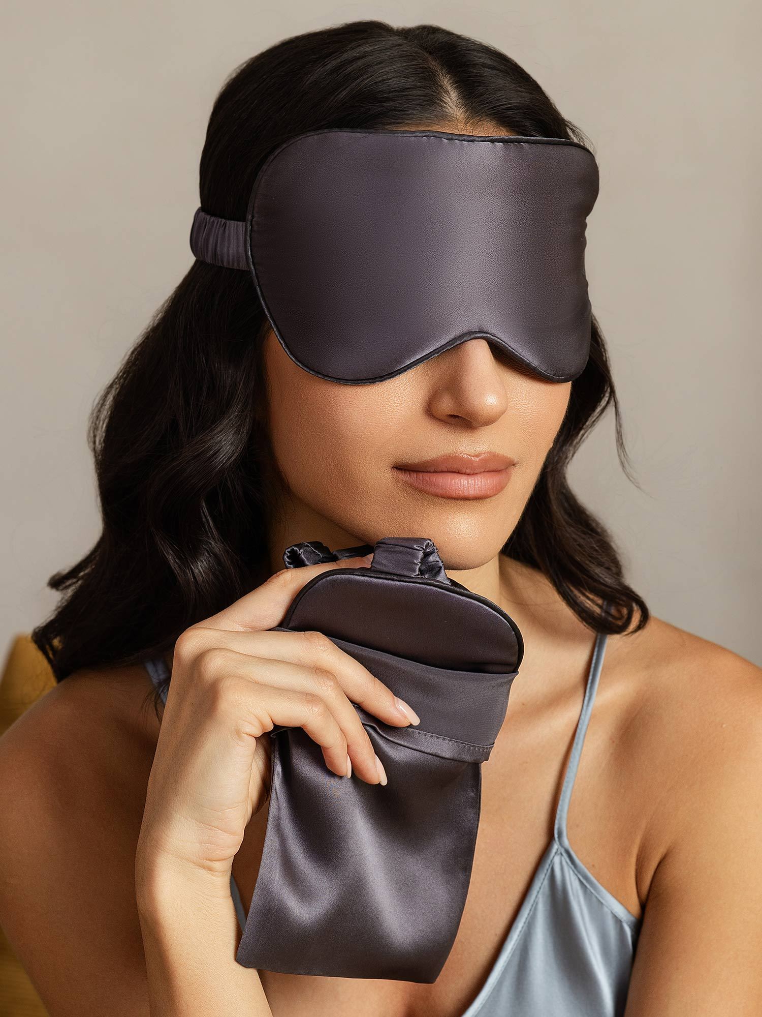 [GrisFoncé] SilkSilky-FR Soie Eye Mask 004