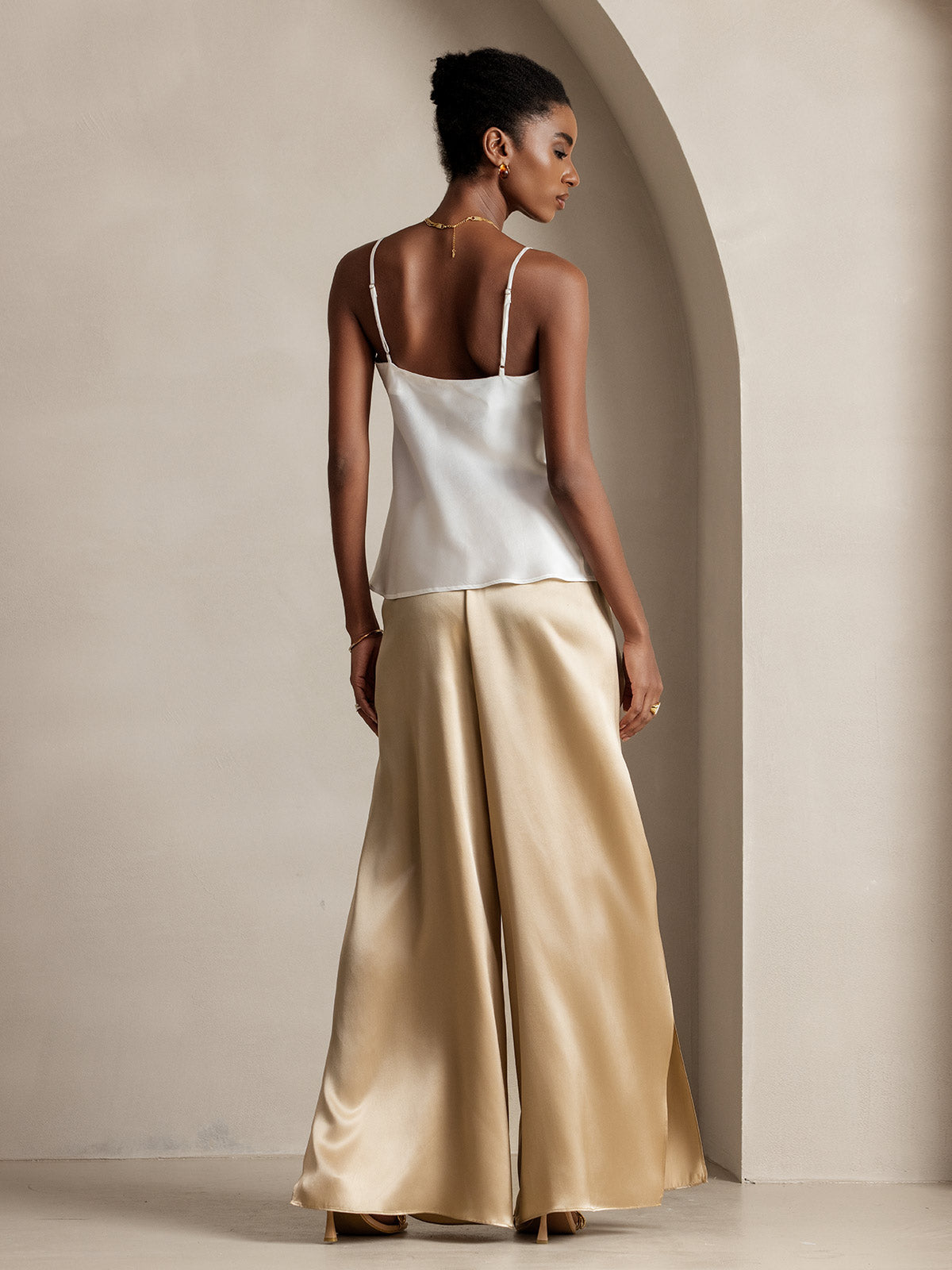 [Champagne] SilkSilky-FR 19Momme Soie Womens Pants 002
