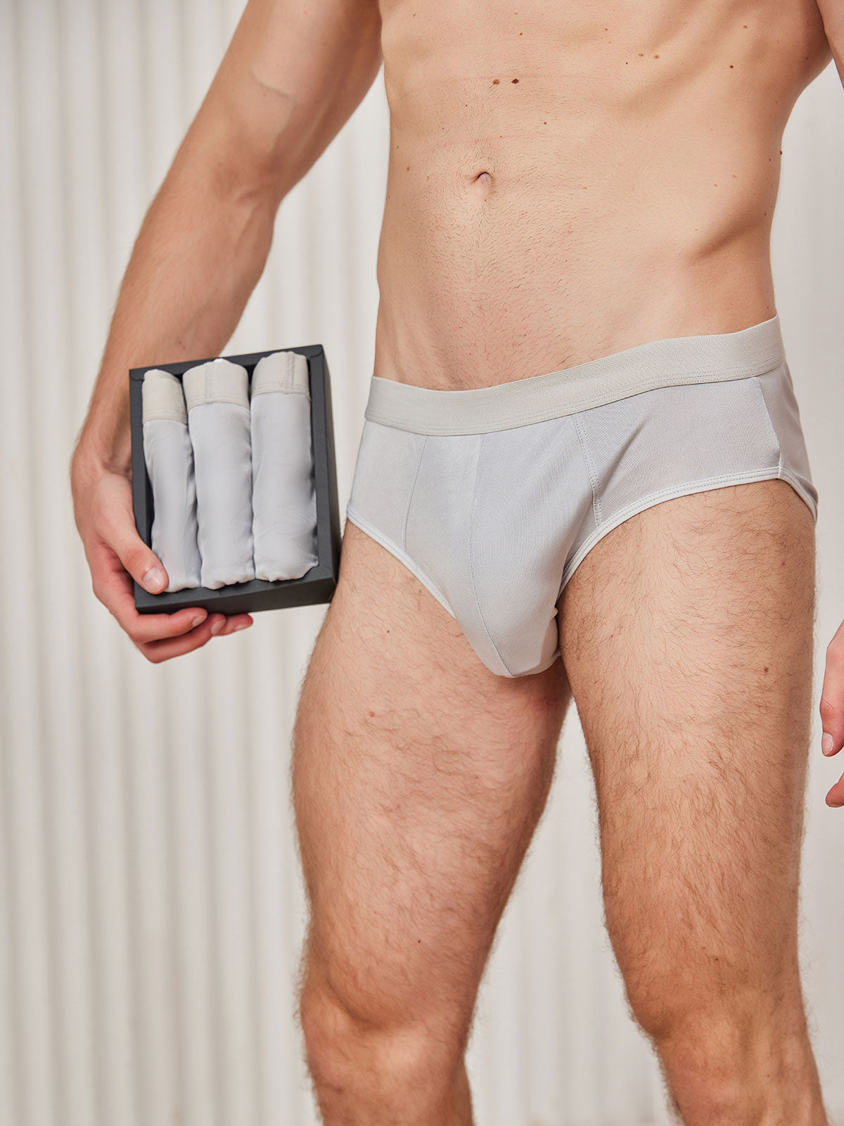 [Gris] SilkSilky-FR Pure Soie Mens Underwear 001