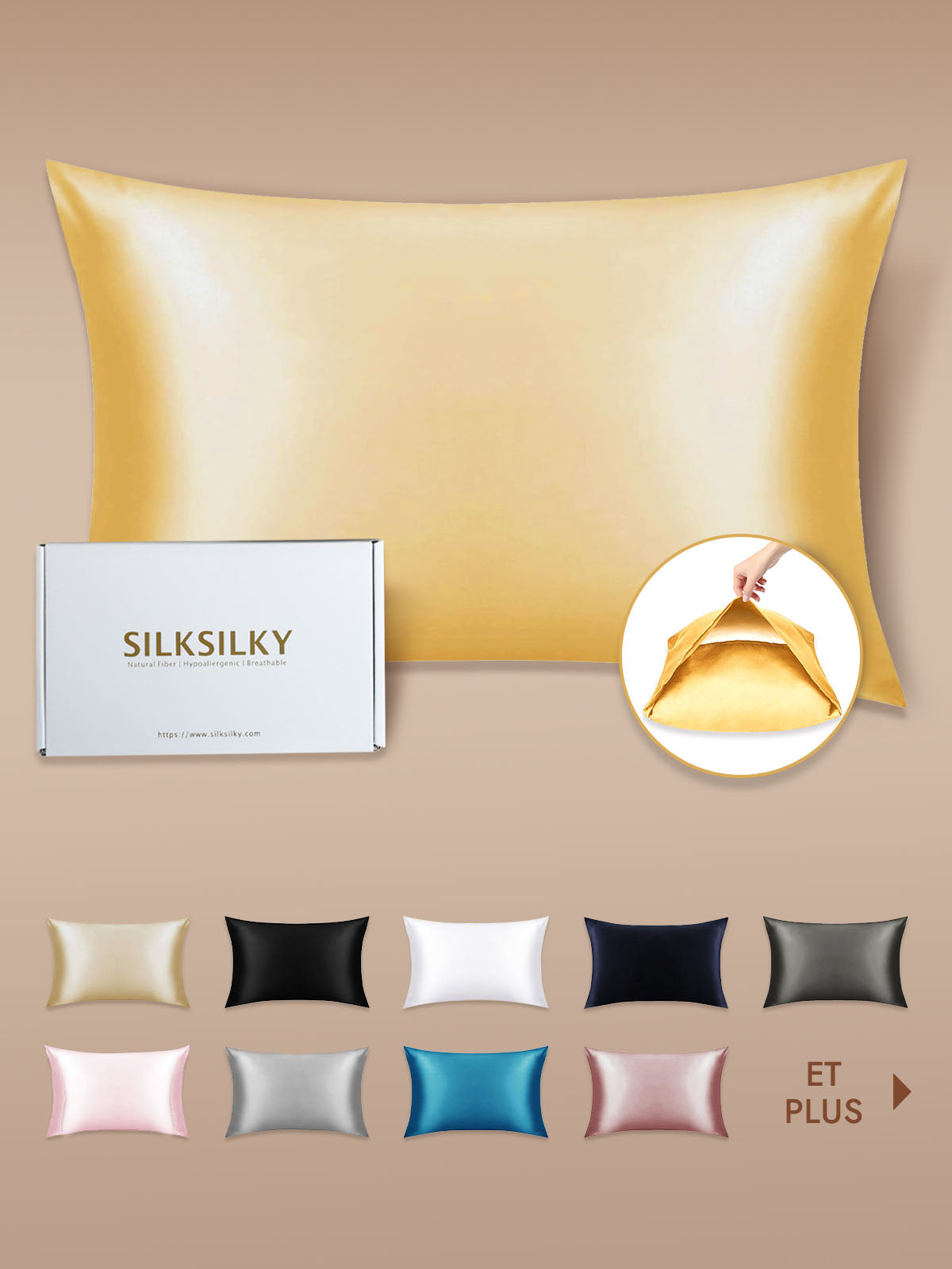 [Champagne] SilkSilky-FR 22Momme Pure Soie Pillowcase 001