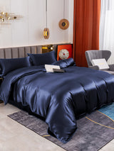 [Bleu Foncé] SilkSilky-FR 19Momme Parure de Lit Soie 003