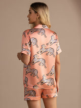 [Chat Rose] SilkSilky-FR Short Sleeve Lapel Collar Femme Pyjamas 002