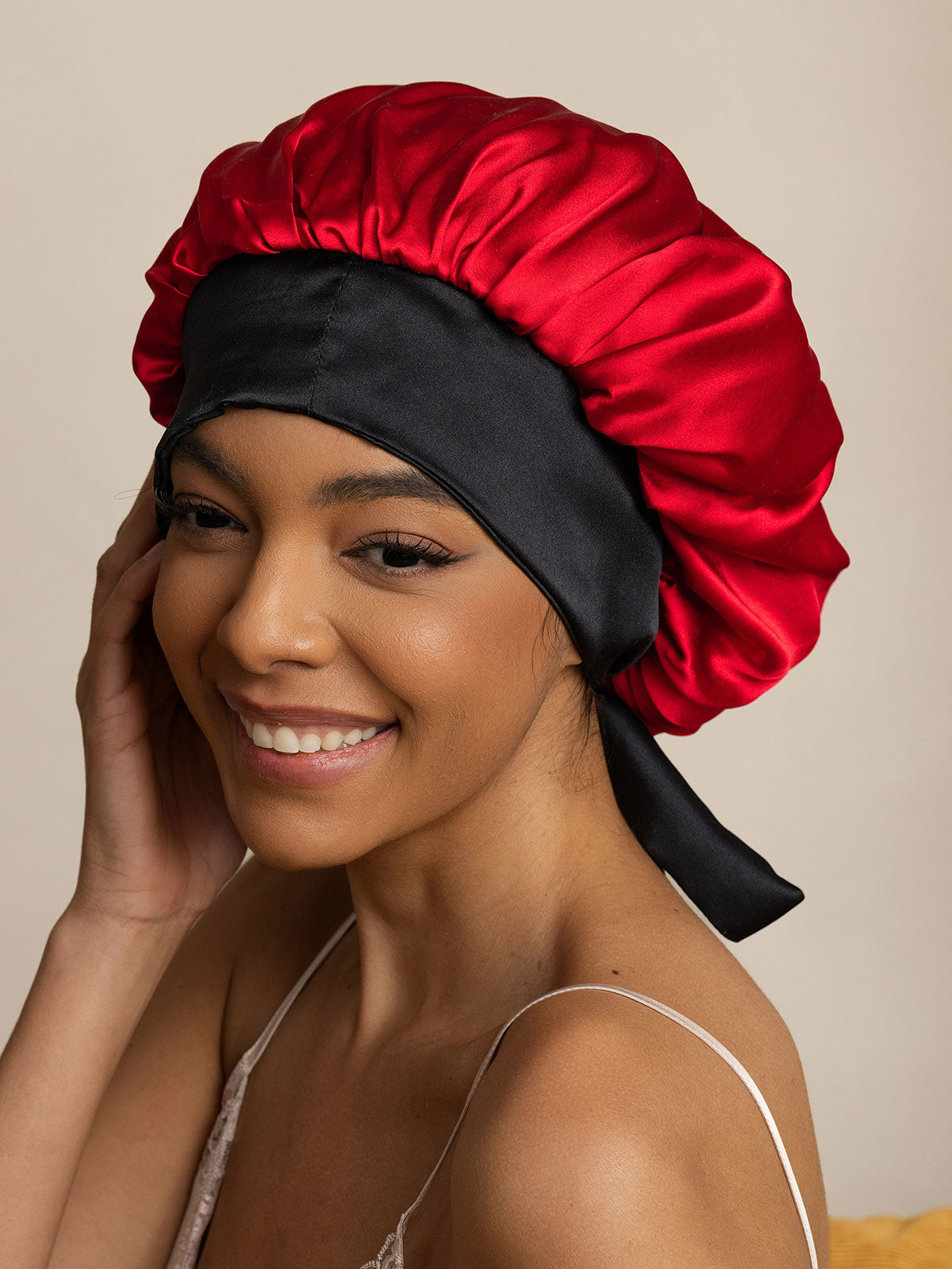 SilkSilky-FR Pure Soie Sleep Cap RougeVineux 003