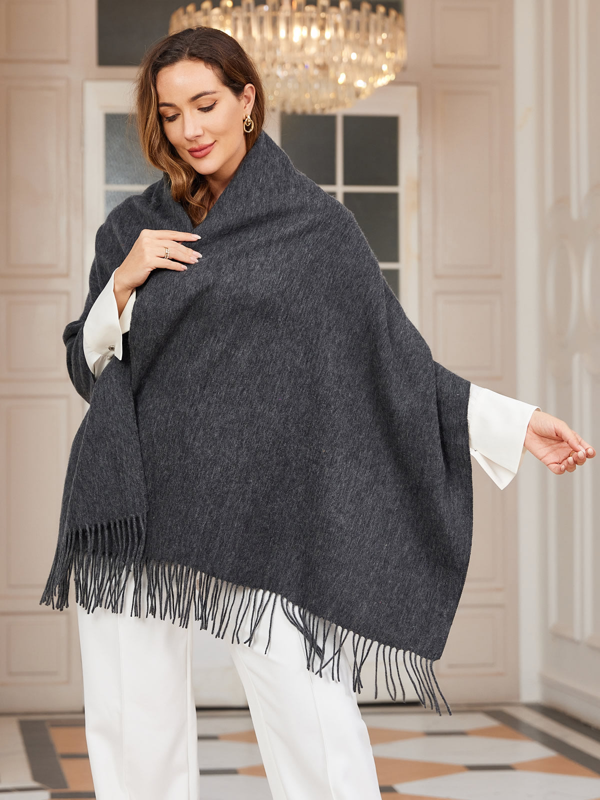 [Gris Foncé] SilkSilky-FR Laine Scarf 001
