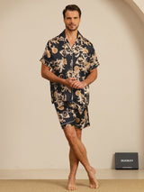 [Dragon Noir] SilkSilky-FR Short Sleeve Lapel Collar Homme Pyjamas 007
