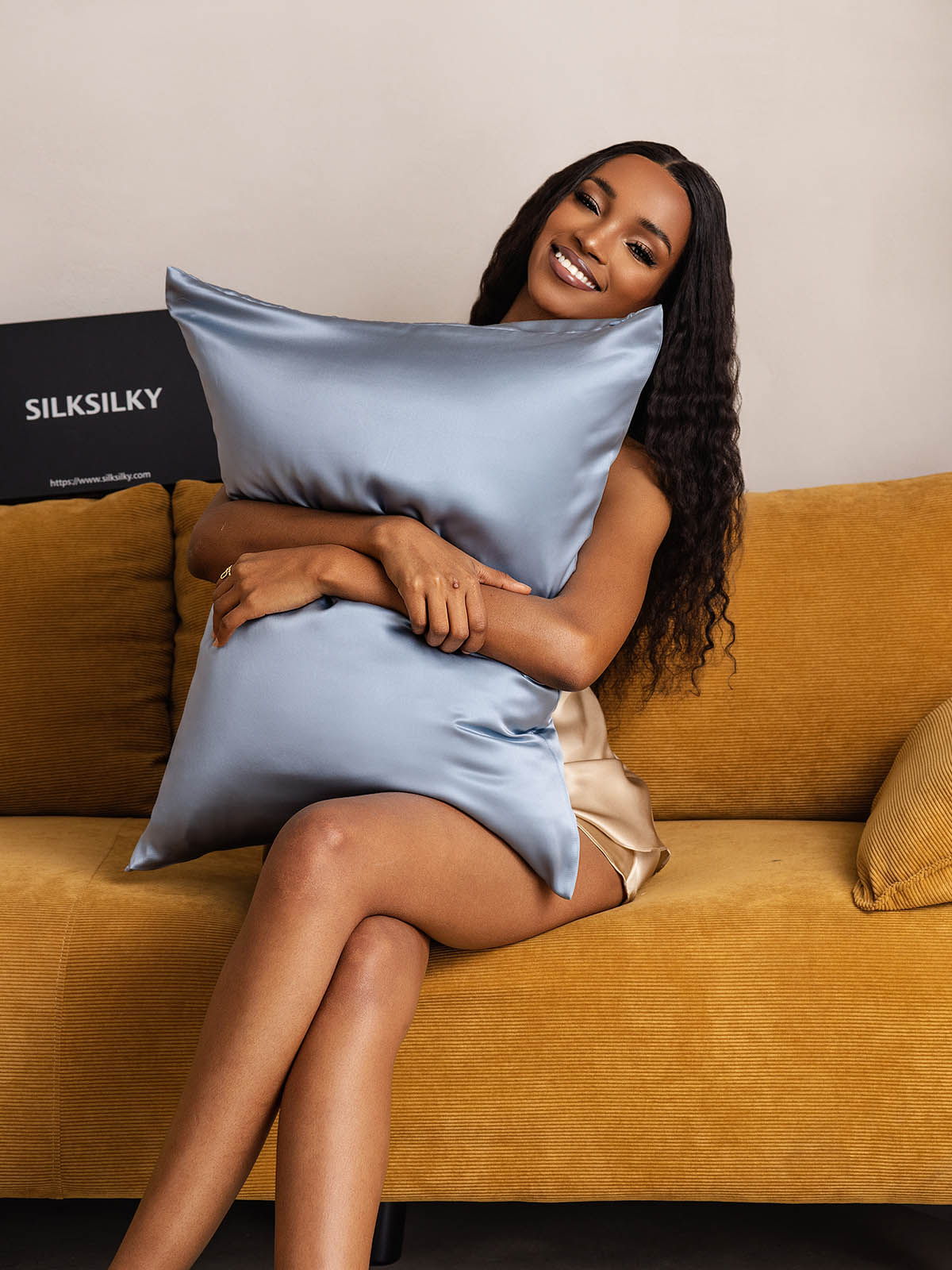 [Bleu Grisâtre] SilkSilky-FR 22Momme Pure Soie Pillowcase 007