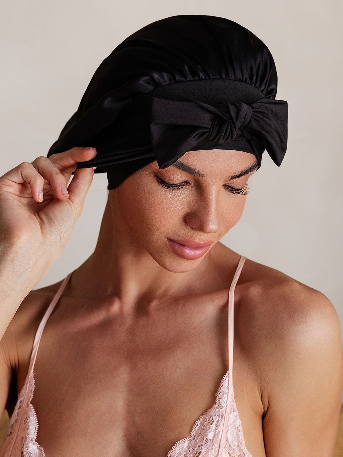 SilkSilky-FR Soie Sleep Cap Noir 006