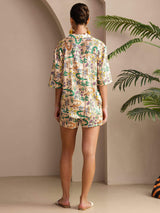 [Crocodile Sable] SilkSilky-FR Short Sleeve Notch Collar Femme Pyjamas 002