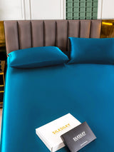[Bleu Royal] SilkSilky-FR 25Momme Parure de Lit Soie 005
