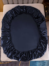 [Bleu Foncé] SilkSilky-FR Parure de Lit Soie 003