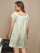 [Vert Menthe] SilkSilky-FR Cap Sleeve Square Neck Chemises de nuit 002