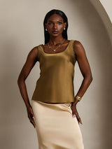[Brun] SilkSilky-FR Sleeveless Top À Fines Brides 001
