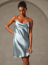 [Bleu Grisâtre] SilkSilky-FR Sleeveless Cowl Neck Robes 004