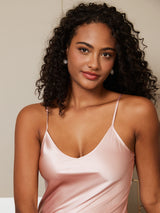 [Rose] SilkSilky-FR Sleeveless V Neck Chemises de nuit 006