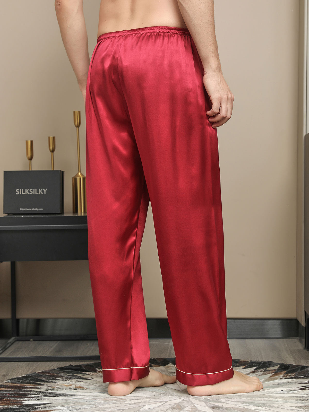 [Rouge] SilkSilky-FR Pure Soie Mens Sleep Bottoms 002