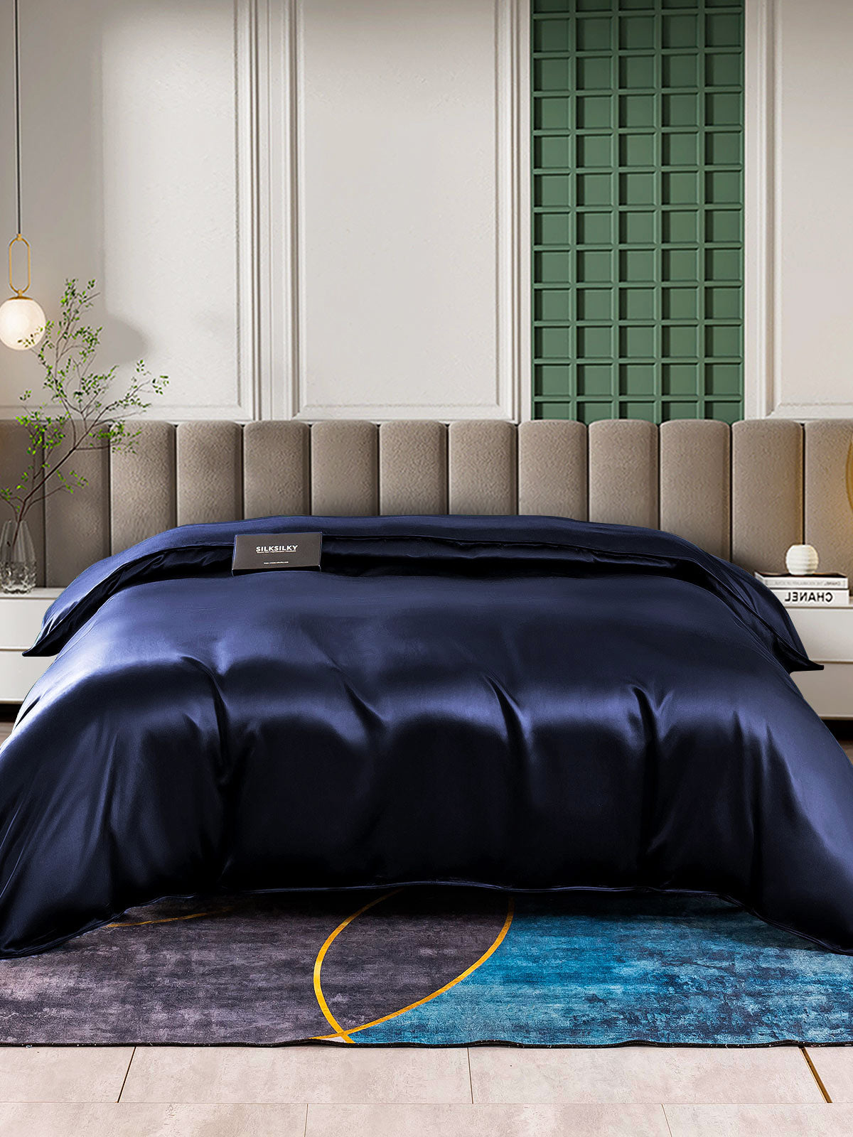 [Bleu Foncé] SilkSilky-FR 25Momme Pure Soie Duvet Cover 001