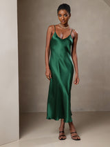 [Vert] SilkSilky-FR Sleeveless V Neck Robes 001