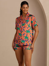 [Éléphant Argile] SilkSilky-FR Short Sleeve Lapel Collar Femme Pyjamas 004