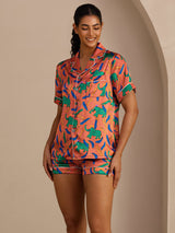 [Éléphant Argile] SilkSilky-FR Short Sleeve Lapel Collar Femme Pyjamas 004