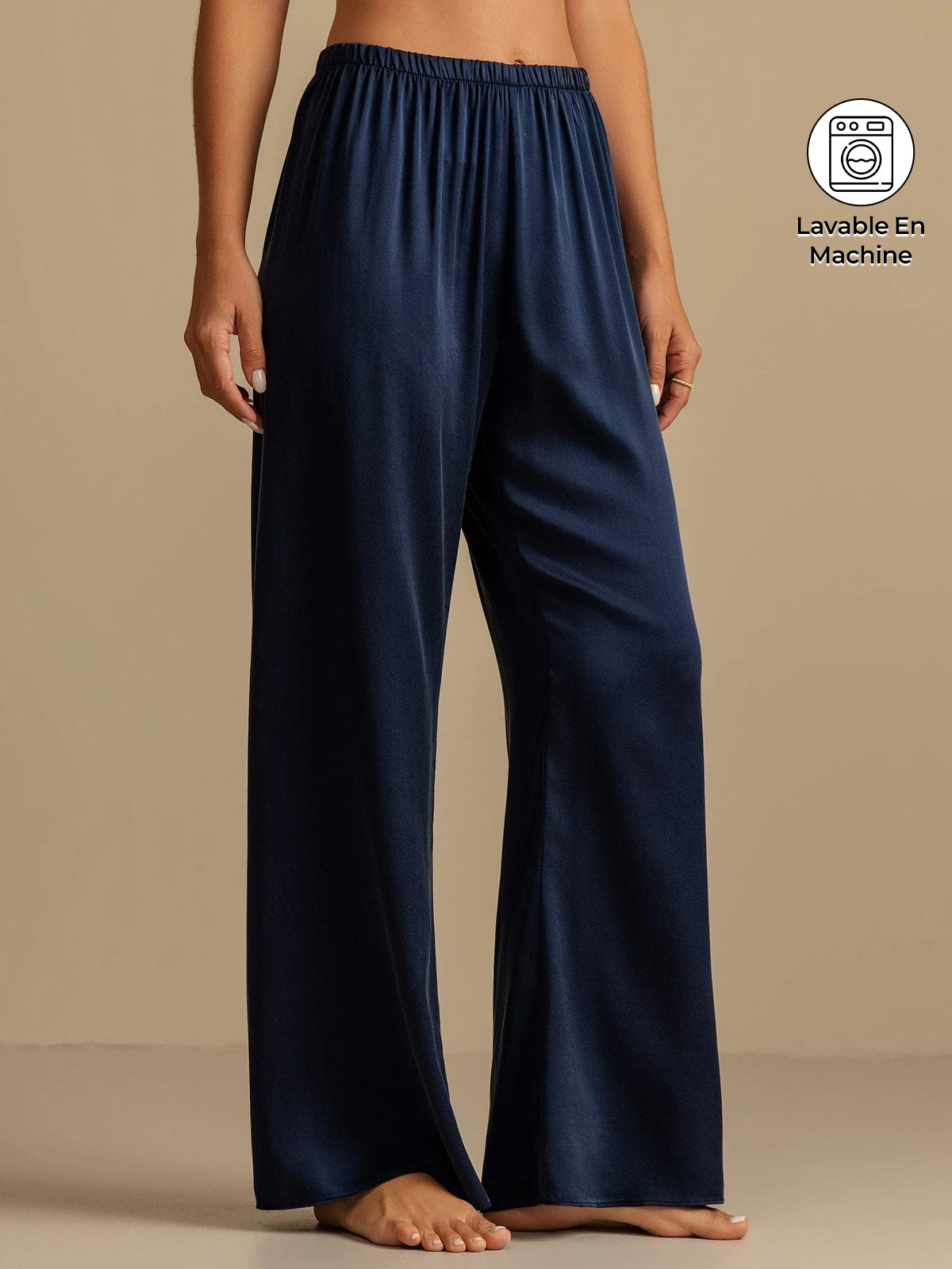 [Bleu Foncé] SilkSilky-FR 19Momme Soie Womens Sleep Bottoms 001