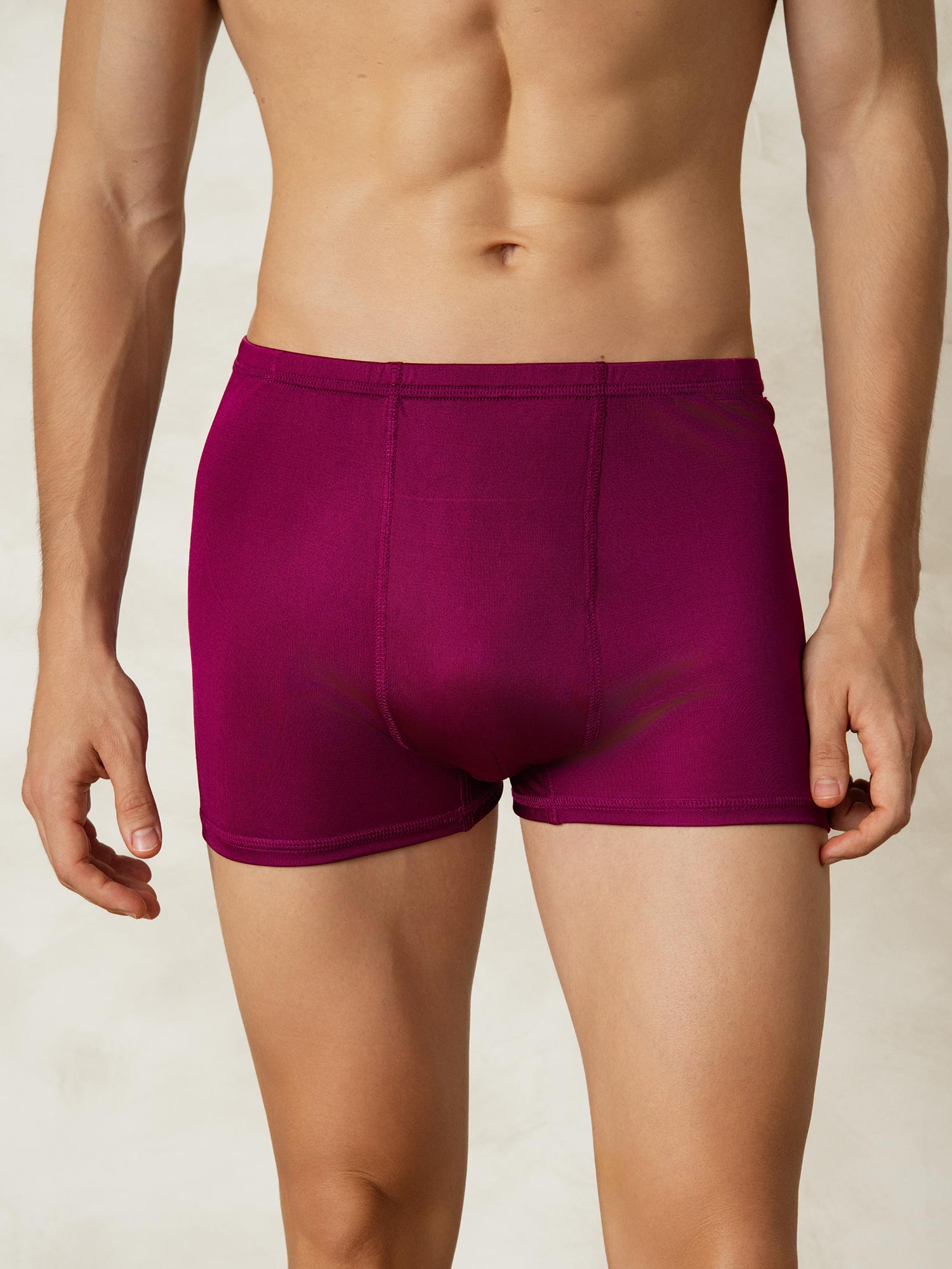 [Rouge Vineux] SilkSilky-FR Soie Tricotée Mens Underwear 001
