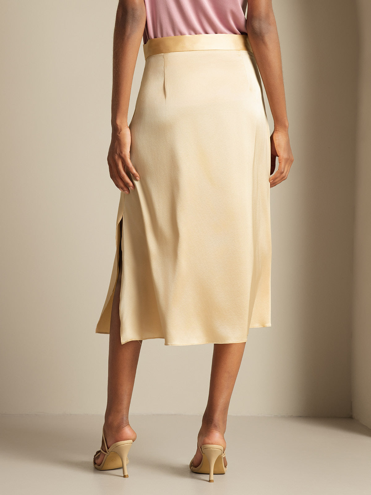 [Champagne] SilkSilky-FR 19Momme Soie Skirt 002