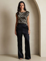 [Leopard] SilkSilky-FR 19Momme Soie Col Rond Femme T-Shirt 008