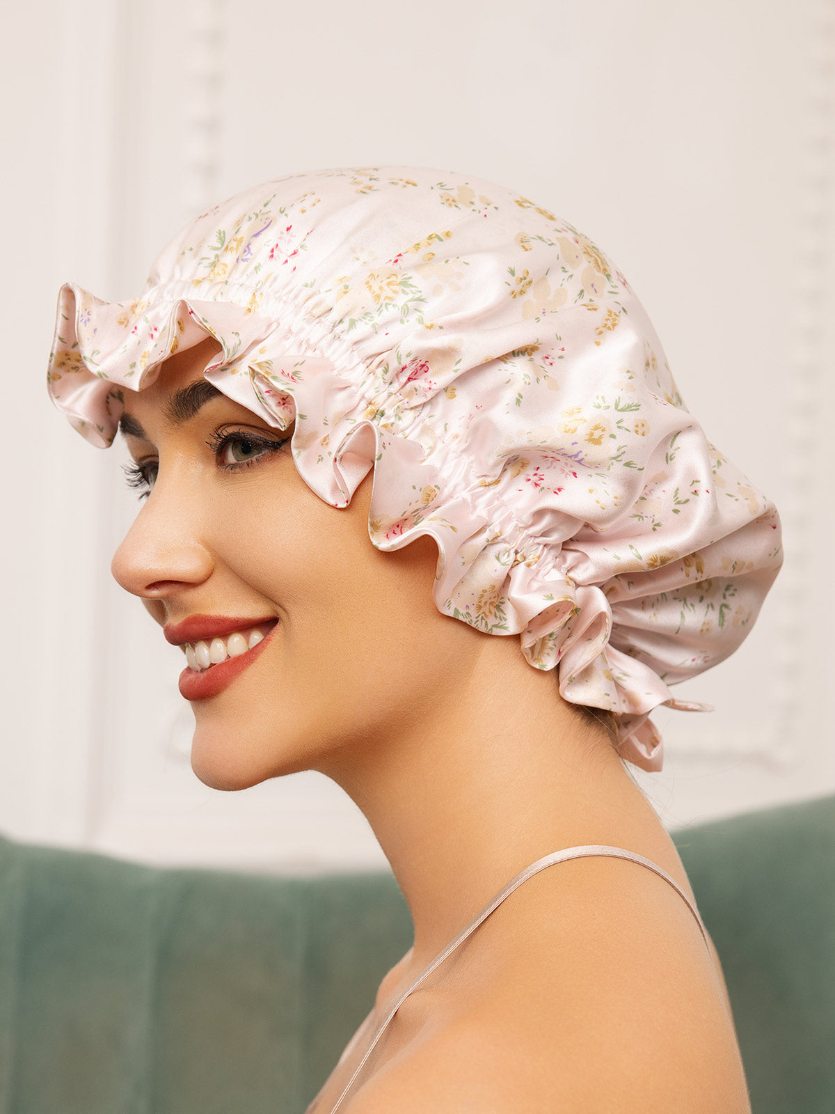 SilkSilky-FR Pure Soie Sleep Cap Floral 003