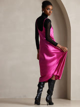 [Rose Rouge] SilkSilky-FR Sleeveless V Neck Robes 002