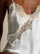 [Bleu Clair] SilkSilky-FR Spaghetti Strap V Neck Top À Fines Brides 004