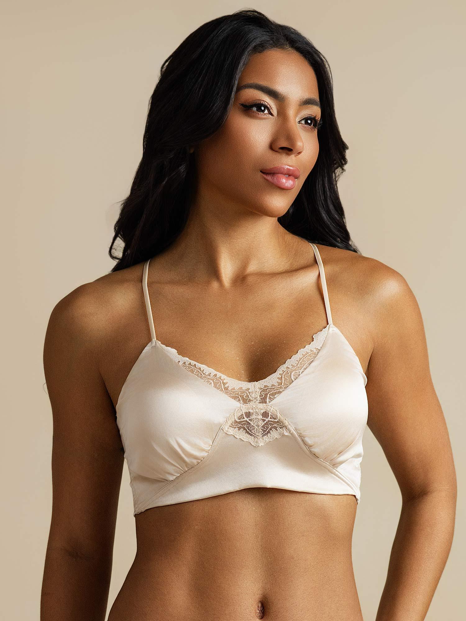 [Champagne] SilkSilky-FR Soie Bra 001
