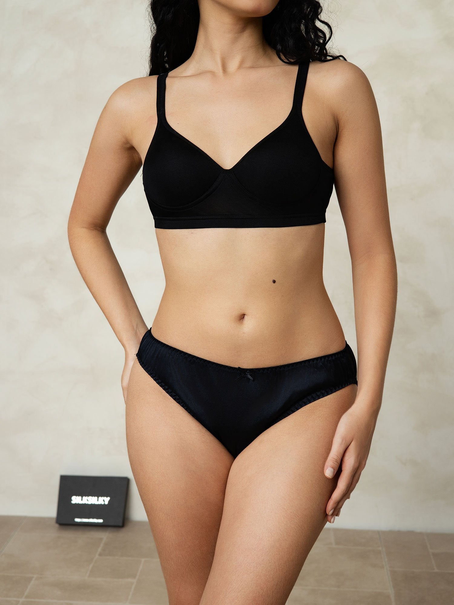 [Noir] SilkSilky-FR Soie Panty 004