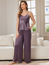 [Gris Pourpre] SilkSilky-FR Fines Brides Col V Ensemble Camisole 001