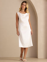 [Blanc] SilkSilky-FR Sleeveless Cowl Neck Robes 004