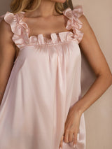 [Rose] SilkSilky-FR Sleeveless Square Neck Chemises de nuit 004